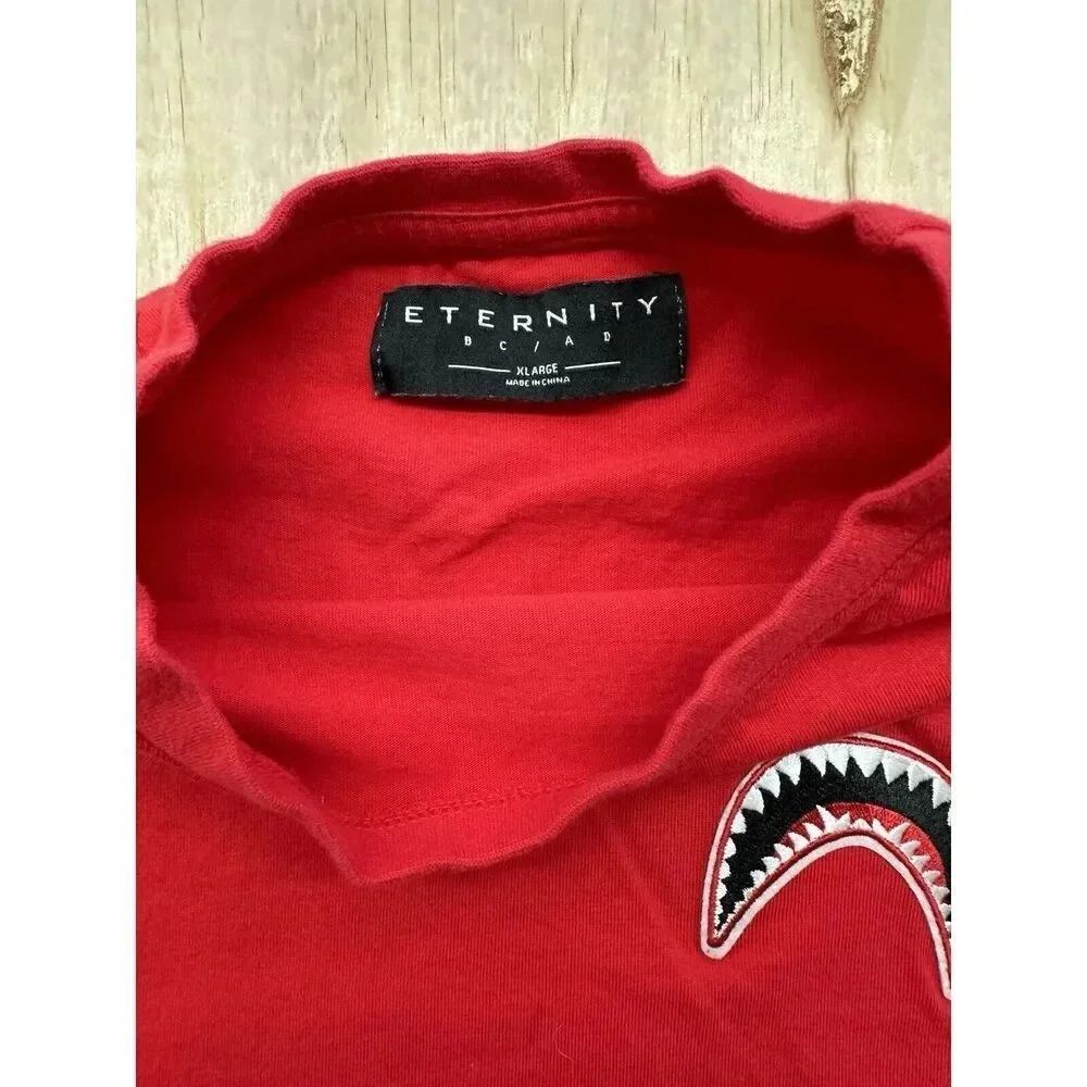 Eternity BC/AD Mens Red Shark Mouth‎ Crew Neck Pullover T Shirt Size XL